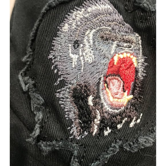 Gorilla‎ Brookfield Zoo Distressed hook and loop back hat cap black cotton kids - Picture 2 of 8